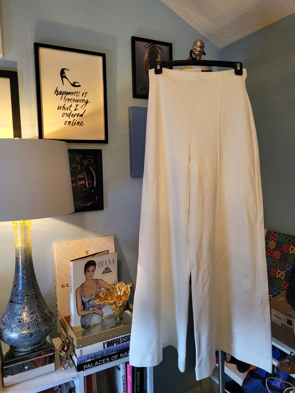 Ripley Rader Off-White Ponte Knit Long Wide Leg Pant - Picture 5 of 16